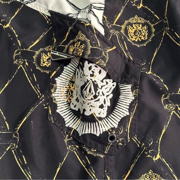 Volcom Men’s Swim Trunks Black Yellow Gold Sz 40 - Picture 10 of 11